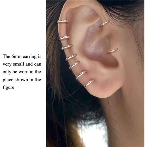 925 Sterling Silver Small Hoop Earrings Set - 14K White Gold Plated Silver Hoop - Picture 12 of 14